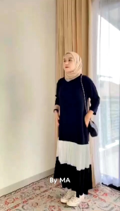 QUINA DRESS BAHAN KAOS BABYTERRY PREMIUM MIDI DRESS PLISKET