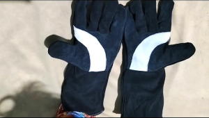 Sarung Tangan Las Kulit Anti panas Gloves Biru/merah&Hitam Premium 16inchi Tahan Api