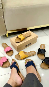 Sandal flat wanita kulit papirut garut model sol Aquila