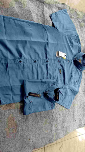 Kemeja Pria Dewasa Warna Denim Polos Slimfit Tangan Pendek