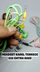 Handsfree Macaron Headset u25 Extra Bass Dua Warna Keren dengan Mic dan Desain Nyaman untuk Musik