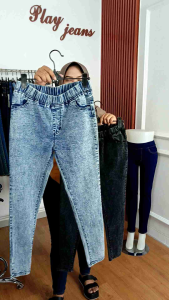 Celana Jeans Wanita Snow Pinggang Karet Size Jumbo