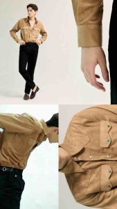 thesilverneedle : Suede western shirt stone buttons เสื้อหนังกลับ กระดุมหิน (2สี)