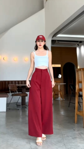 กางเกงขากระบอกใหญ่ตะขอหน้า