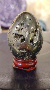 Natural Collection Peru Gold Pyrite Crystal Egg Ornament GPE04
