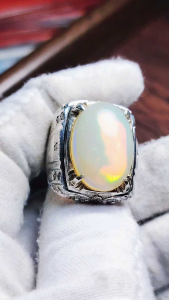 Natural Untreated Ethiopia Welo Opal 12 carat silver handmade ring