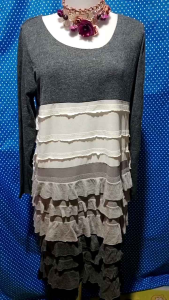 DRESS LENGAN PANJANG GREY UMPAK 281