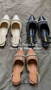 Viona Flatshoes Mules Wanita Jelly Mutiara