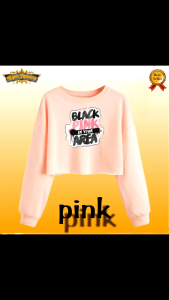 KeenApparel Sweater Crop Top Anak Perempuan Motif Black Pink 3-12 Tahun Fashion Kids Pakaian Premium Berkualitas