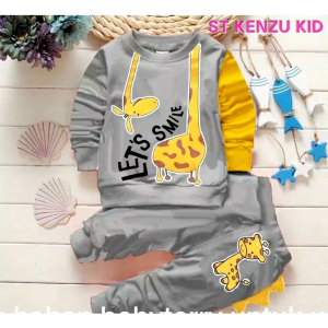 SETELAN SWEATER MOTIF JERAPAH LETS SMILE ANAK LAKI-LAKI DAN PEREMPUAN TERBARU 2025 BAJU MURAH