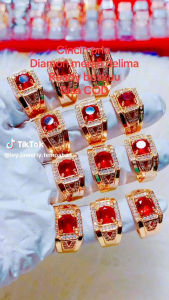 Cincin pria permata Diamond merah delima