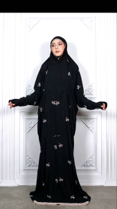 Mukena lajuran dewasa terbaru Terusan Motif Bunga grsela bahan Katun Rayon Peremium