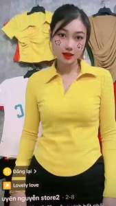 Áo thun ôm body nữ tay dài vạt bầu cổ bẻ V trơn chất thun gân trơn co dãn SL394884