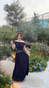 NOOZZSHOP 5511494 เดรสยาวผ้าเรย่อน ปาดไหล่ คาดเอวเป็นตาข่ายซีทรู