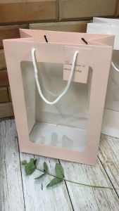 (Set 10 túi) Túi giấy mặt kiếng cao cấp đựng hoa sáp quà tặng - Khổ lớn (Tặng kèm Tag cài)