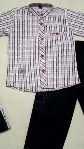 koko anak motif kotak A&J lengan pendek