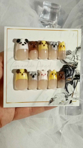 Handmade Press On Nails 法式猫咪穿戴甲 Fake Nails Kuku Palsu Reusable Nails