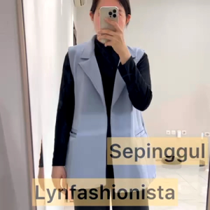 LYNFASHIONISTA-POCKET VEST BLAZER KOREA/BLAZER WANITA KANTOR TEBAL MURAH/939