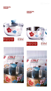 Panci Supra floral Dutch Oven 24 cm dan Sauce Pan 18 cm Tutup Kaca ukuran besar Panci Stainless