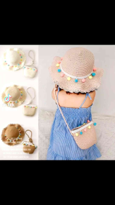 topi pantai set tas anak