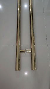 มือจับประตูสแตนเลสสีทอง 45-120 ซม มม. ทรงกระบอง สีทองเงา (Shiny Gold)