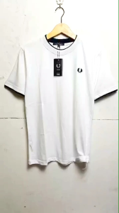 Kaos Polos Pria Premium Shirt Lengan Pendek Bordir Putih Hitam