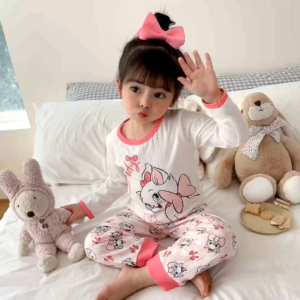 1Y-7Y cartoon breathable cotton pyjamas set pajamas Baju tidur sleepwear Kanak budak perempuan lelaki Stella Marie set