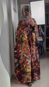 LC1508 Oversized Dress Tipis Motif Abstrak Fashion Terbaru