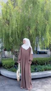 LD299 งานชุดเดรสแฟชั่นมุสลิมของสาวพลัสไซส์ 38-54“(งานฟรีไซส์) ดีเทลจีบหน้าพลางหุ่นที่สุด มีโบด้านหลังสามารถมัดปรับไซส์เข้าทรงสวย
