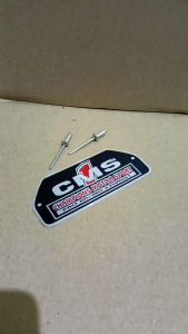 Emblem knalpot merek CMS1 EXHAUST free paku rivet