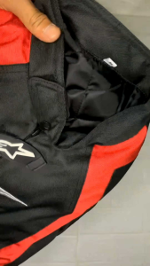 Jaket Motor Logo Alpine List Merah & Pelindung Punggung & Bahu