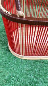 ตะกร้ากระเป๋า สีส้ม พันขอบสีน้ำตาล M พร้อมเส้นสาน 1 มัด