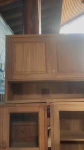 NPF | ตู้ลอยเก็บของในห้องครัวไม้สักแห้ง บานเปิดทึบ ไม่ทำสี ขนาด 80x30x60ซม.