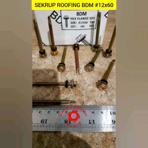 (50 pcs) Sekrup Roofing Kuning 12x60 / Baut Baja Ringan BDM 6CM