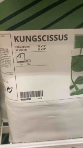 KUNGSCISSUS คุงส์ซิสซุส ปลอกผ้านวม+ปลอกหมอน 2 ใบ ขาว/เขียว 240x220/50x80 ซม.