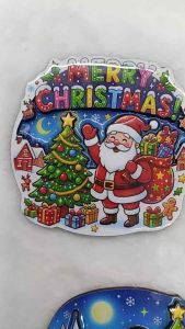 2D Christmas Design Wooden Ref Magnet Festive Santa Scenes 7*7.5 cm for Holiday Decorations Any of 4 Random Designs Decorative Magnetic