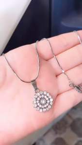 KALUNG TITANIUM SILVER KEMBANG PERMATA 45CM ANTI LUNTUR