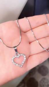 KALUNG TITANIUM SILVER LOVER PERMATA 45CM ANTI LUNTUR