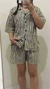 One set piyama salur oversize/ piyama wanita dewasa