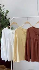 Balloon bow เสื้อแขนยาวสไตล์เกาหลี ทรงบอลลูน