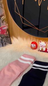 FeelMe KK-148 Kaos Kaki Olah Raga poundfit sebetis selutut 2 striped lima jari anti selip Yoga Pilates Senam Zumba