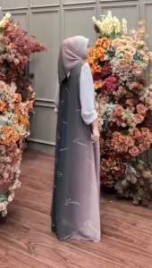 SPASSY | Gloria Dress Set Jilbab Segiempat Wanita / Dress Pesta Lebaran Wanita Mayung Line A Bahan Ceruty Full Furing LD 115 cm muat hingga BB 80kg