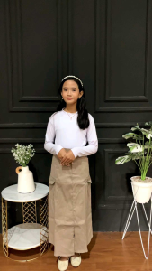 Rok Cargo Anak Perempuan Bahan Twill Strech Combed Premium