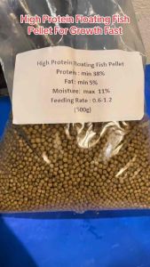 Protein 38%-High Protein Floating Fish Pellet 3.3 mm Suitable Tilapia/Red Parrot/ Gold Fish/kOI/Flowerhorn/ Arowana/Discus/Parrot Fish