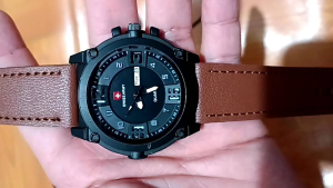 FULL SET JAM TANGAN PRIA ANTI AIR TANGGAL HARI AKTIF TALI KULIT BODY FULL STAINLESS