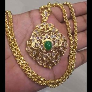 ครูประดับลาย เพชรซีกเขียวหยกพร้อมสร้อยคอ ปราณีต ช่างทองเยาวราช