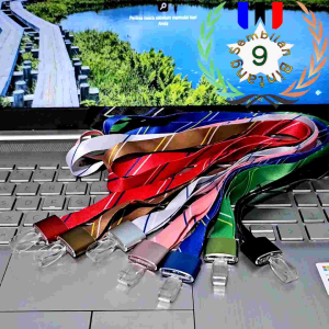 Tali Lanyard Holder Id Card Gantungan Id Card Akrilik Aluminium Motif Salur