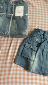 Chân váy jean bé gái form chữ A - váy jean lưng thun Thỏ Kids 2023