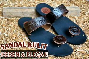 Sandal japit pria kulit premium sendal keren berkualitas