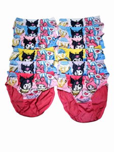 6pcs/12pcs Girls Kuromi & My Melody Printed Panties Bundle 🎀 | Soft Cotton Briefs for 1-3 3-6 or 7-9 Years Old | Cute Everyday Underwear